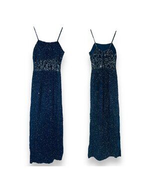 Vintage Sean Collection 90s Y2K Silk Fully Beaded Formal Prom Gown Dress XS